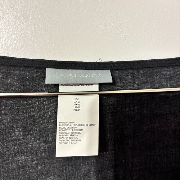 La Blanca Women's Tunic Swim Cover-Up Black Large Solid Short Sleeve V-Neck - Picture 3 of 10